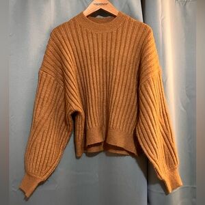 Sophie Rue Size M Tan Ribbed Knit Mock Turtleneck Sweater